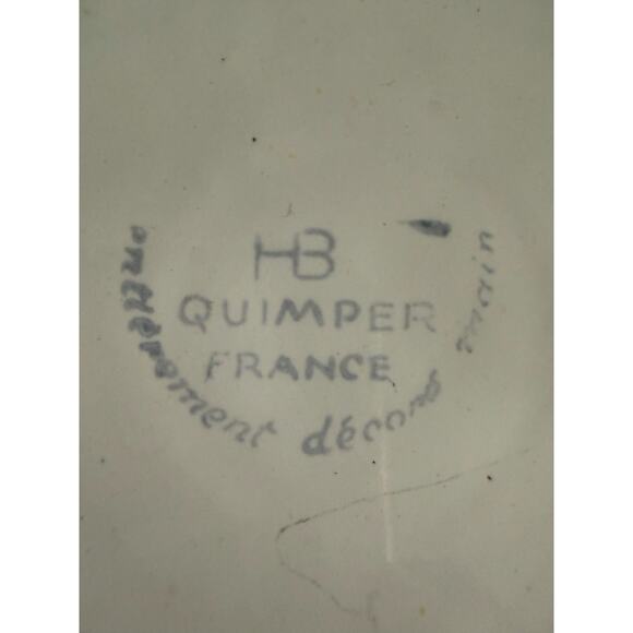 Henriot Quimper Faience Pottery Blue Mistral Breton Man 10” Octagonal Plate - Picture 9 of 9